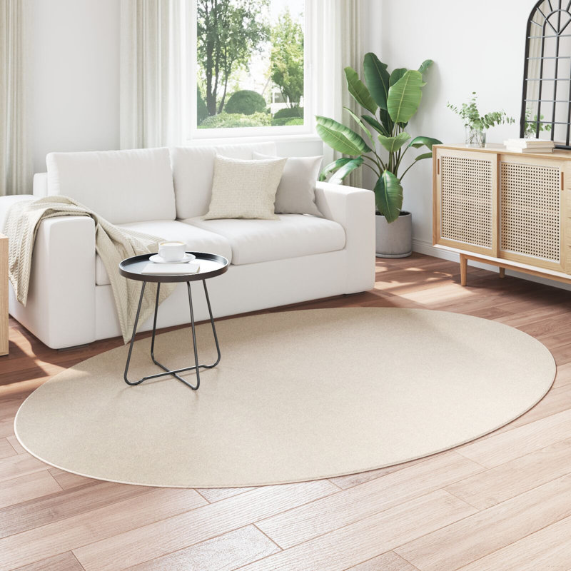 Rugs Beige Accent Rug Minimalist, Oval 160 x 230 cm, Cotton