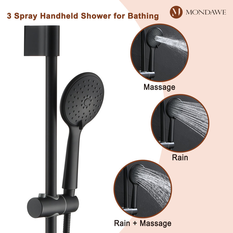 Matte Black Adjustable Height Rain Shower System with Handheld