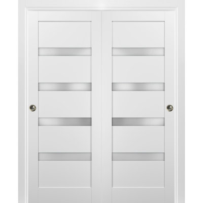 Portes blanches en verre givré Quadro avec trousse de quincaillerie d'installation