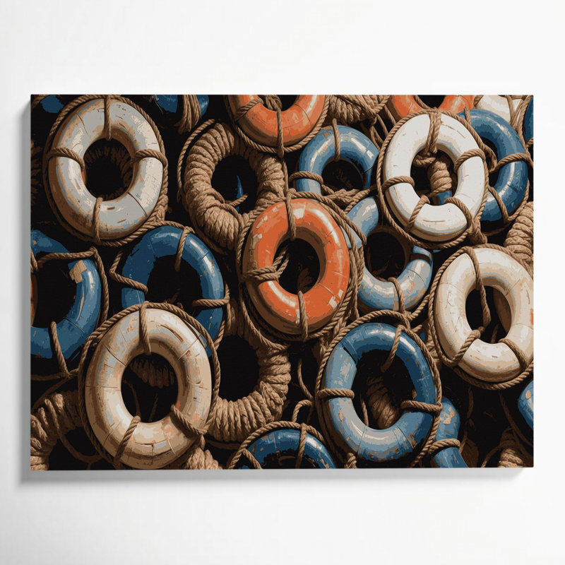 Art nautique sur toile brun, H 24 po x l 36 po