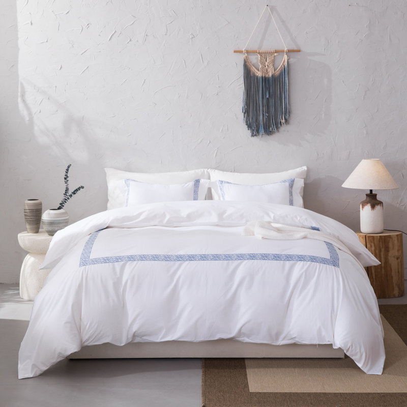 Ensemble de housse de couette en coton percale, Très grand, Bleu