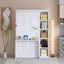 Lit escamotable double avec bureau et bibliothèque, blanc-133218296