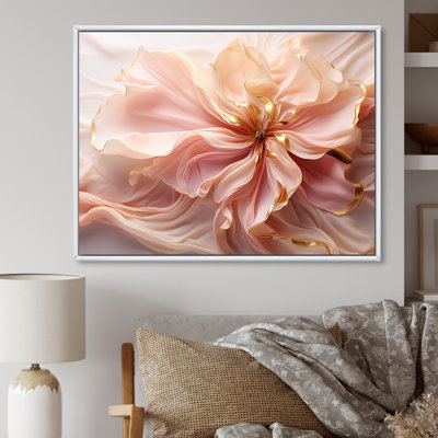 Liquid Flower Art Tender White And Light Pink - Abstract Shapes Canvas Print