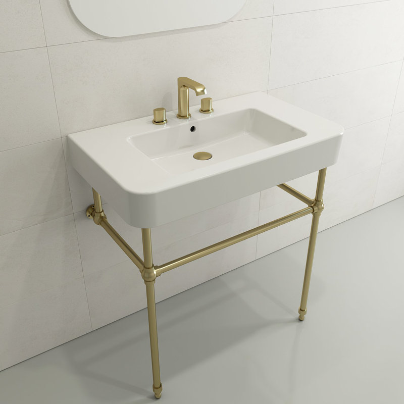 Parma 33.27'' L Bathroom Sink, Single-Hole, White