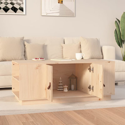 Kyea Solid Wood Block Coffee Table with Storage