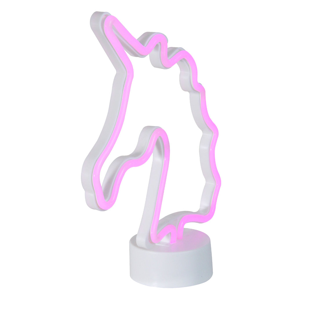 11" Battery Operated Neon Style LED Pink Unicorn Table Light Trinx
