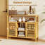 Natural Bamboo Kitchen Storage Cabinet, Freestanding 2 Door Slatted Cupboard with Internal Shelves, Multipurpose Home Furniture for Kitchen, Dining Room, Entryway, Living Room & Bathroom