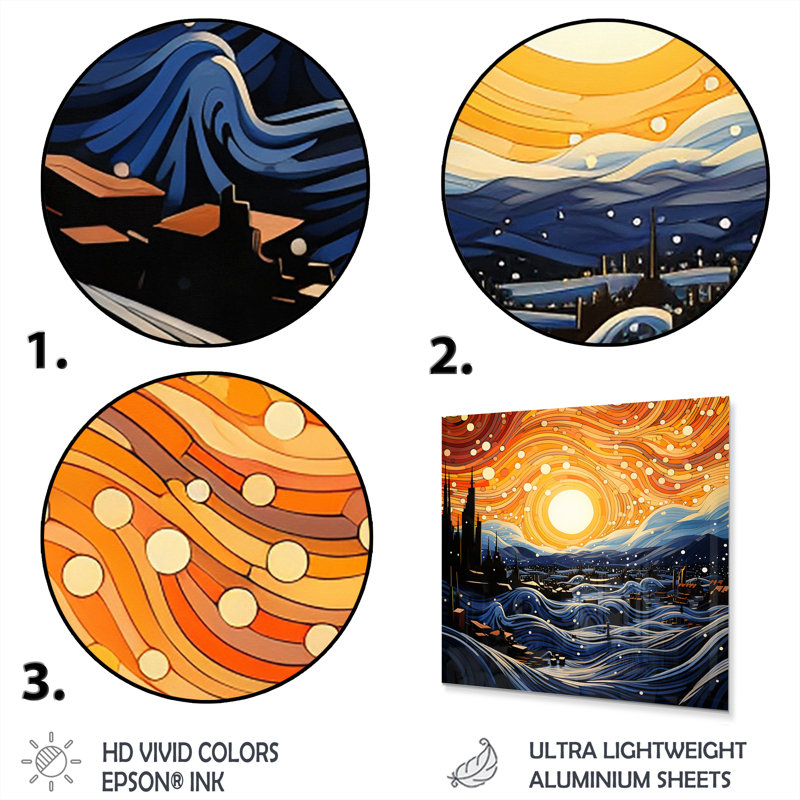 Tachisme Oceanic Dreams 1 - art mural en métal Tachisme, H 16 po x l 16 po