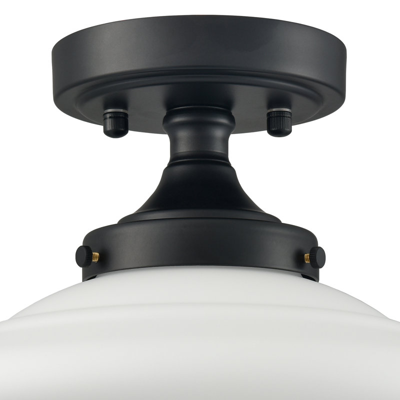 Wilkesville Glass Semi Flush Mount, Black, White
