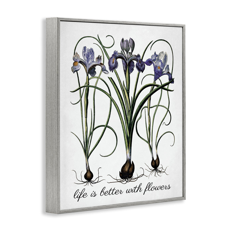 «Better With Flowers», estampe numérique encadrée blanche avec lettres et doublures, H 30 po x l 24 po
