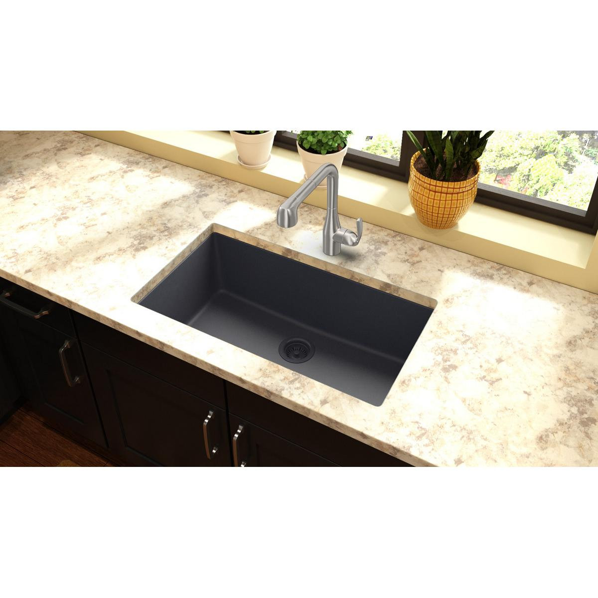 Quartz Classic 33" Undermount Kitchen Sink, Dusk Gray