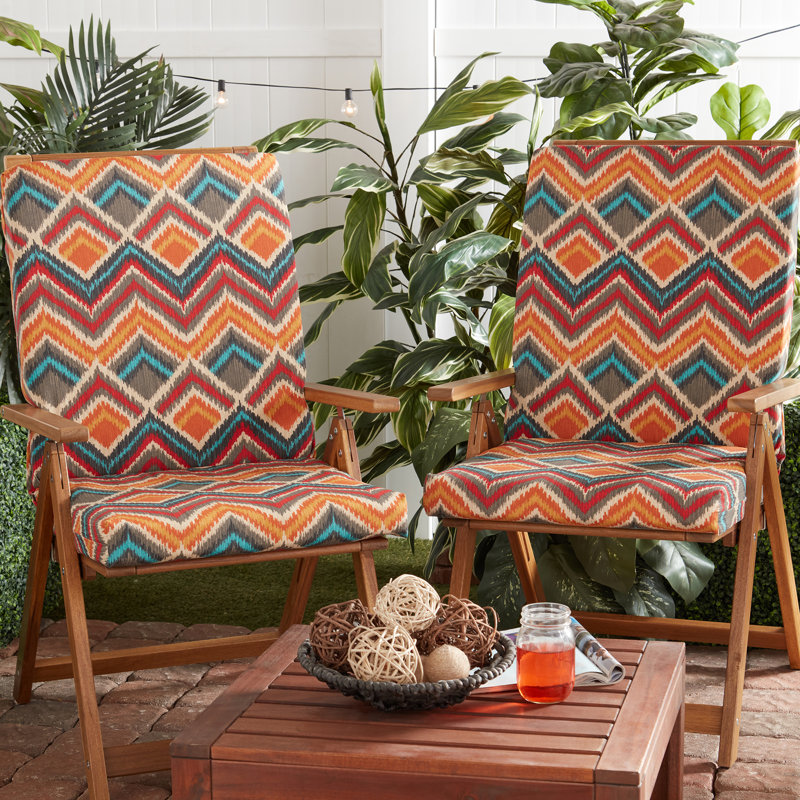 High Back Dining Chair Pad, Surreal Chevron