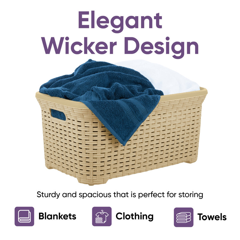 Wicker Laundry Basket, Beige