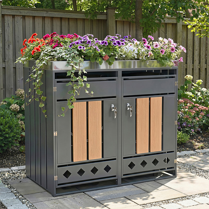 Garden Storage Box Waste Bin With Planter Top
