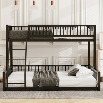White Metal Full XL Over Queen Space Saving Heavy Duty Bunk Bed Frame