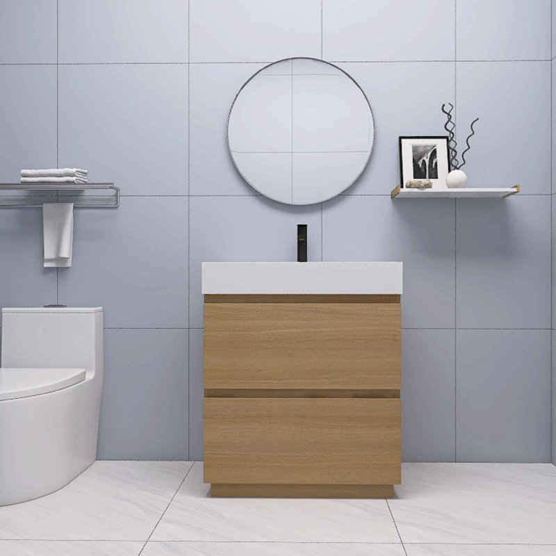 Ensemble de meuble-lavabo simple 30 po avec plateau Montecito, Brun