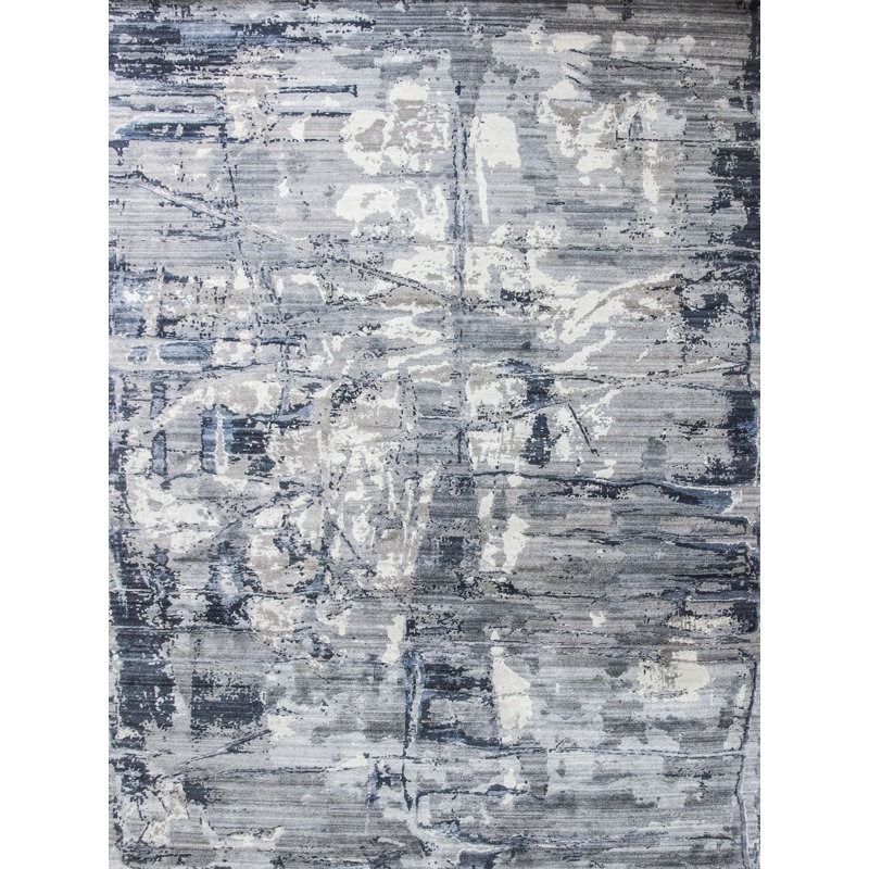 Hand Woven Wool Abstract Area Rug, Rectangle 9' x 12'