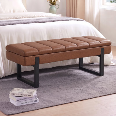 Modern 51.8" Faux Leather Storage Bench