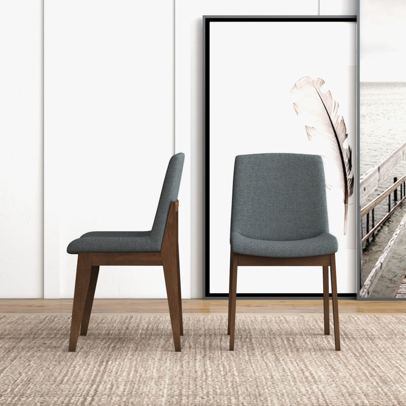 Chaise d'appoint rembourrée en bois massif Halladay, Gris foncé