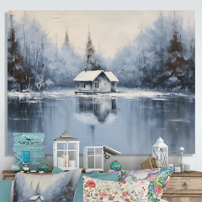 Cozy Snow Cabin III sur toile, H 16 po x l 32 po x P 1 po, Toile tendue