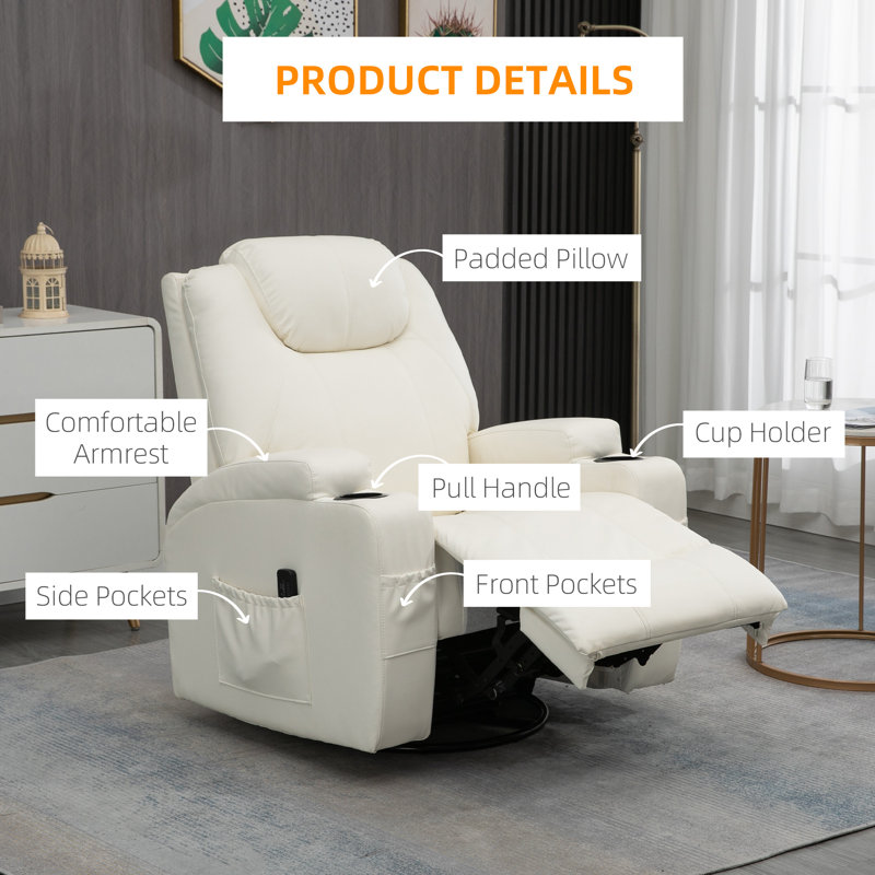 Fauteuil de massage en faux cuir, Similicuir blanc