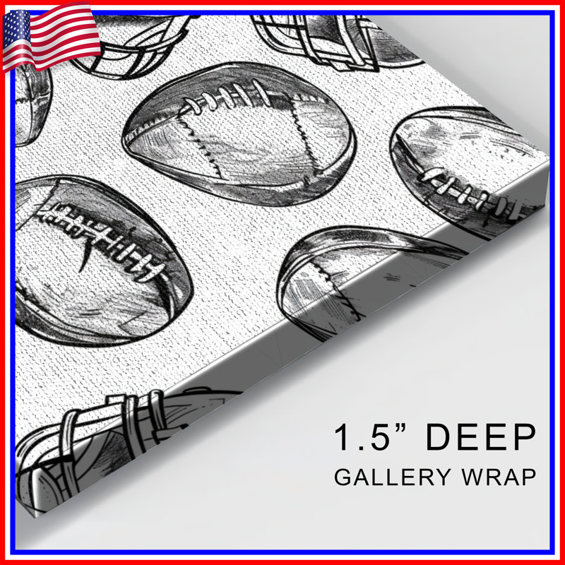 Toile de football sur toile tendue - Décoration murale sport en plusieurs tailles, 16 po x 16 po