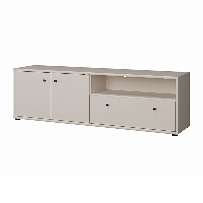 Sabel Modern TV unit with 2 doors, 1 drawer and open compartment, living room cabinet, engineered wood, 143.9 cm W x 43.9 cm H x 34.8 cm D
