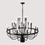 Bougie en fer noir mat 24 - industrielle pour la salle à manger, la chambre à coucher, le salon et la cuisine. Conception moderne suspendue. Hauteur réglable disponible. Douille E12 non incluse. Luxe rétro