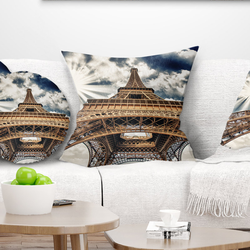 Oreiller cityscape de l’œil de paris eiffel, 16 po x 1 po, Coussin décoratif