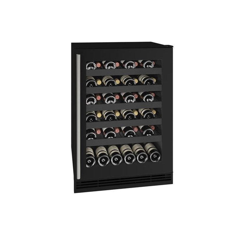 U-Line Single Zone 23.25'' Built-In 48 Bottle Wine Refrigerator with Reversible Door, Black