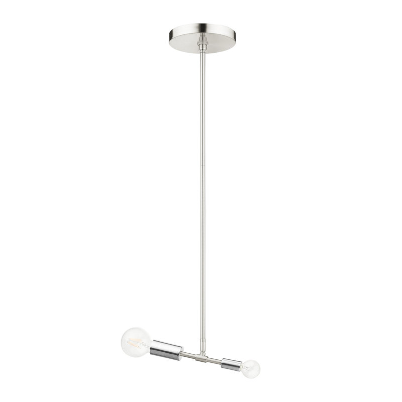 Luminaire suspendu unique à 2 lumières Zailen, Nickel brossé