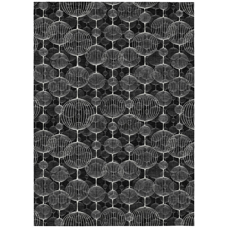 Tapis intérieur lavable à motif géométrique ivoire 5 pi x 8 pi