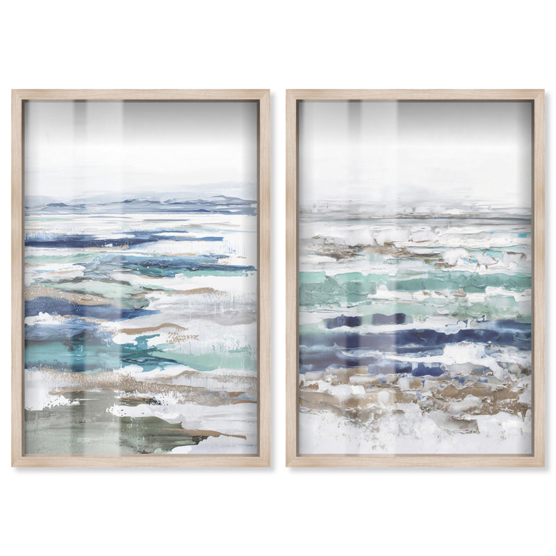 Coral Coastal Blue Art , H 31 po x l 21 po, Crème, crème