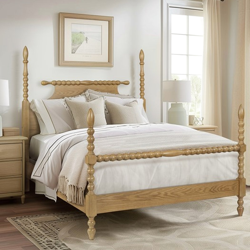 Caractéristique de couleur de bois naturel et de matelas pour lit grand moderne avec éléments traditionnels