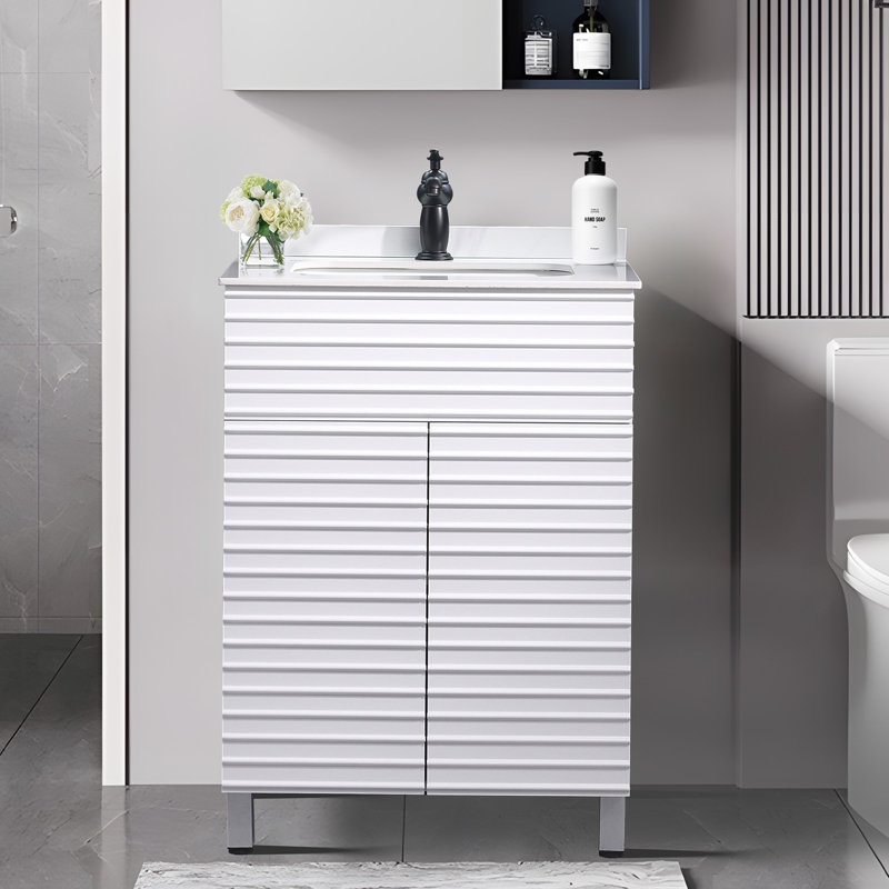 Chrisna 24'' Standing Single Bathroom Vanity with Stone Top