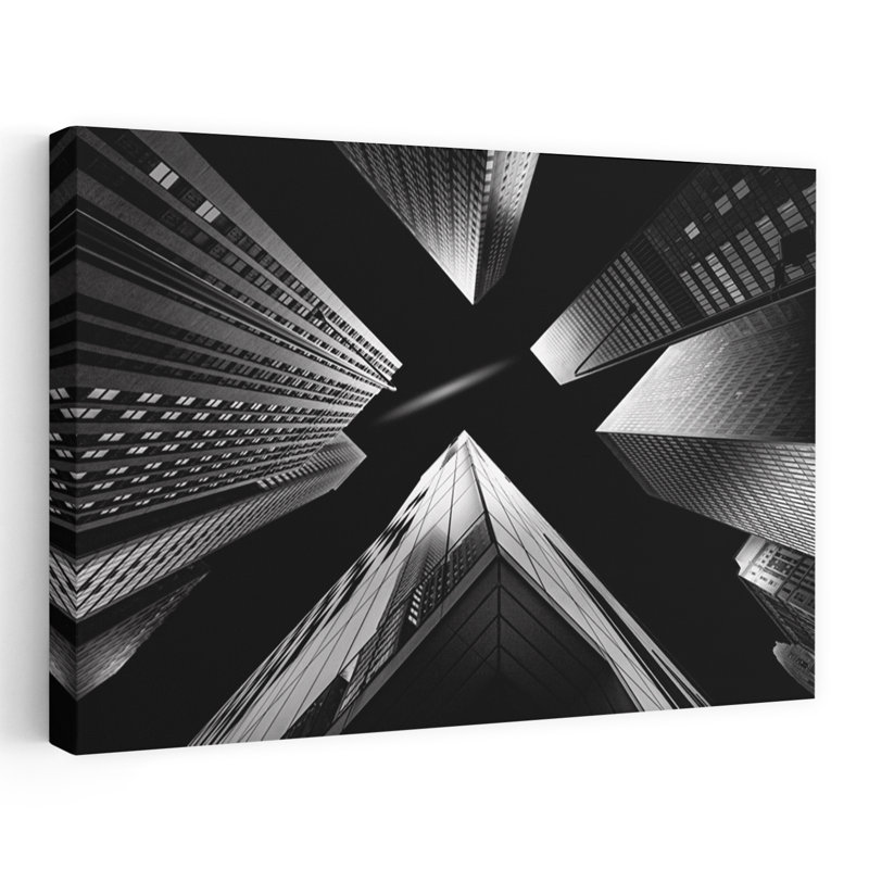 Abstrait, architecture contemporaine, art mural ville, H 40 po x l 60 po