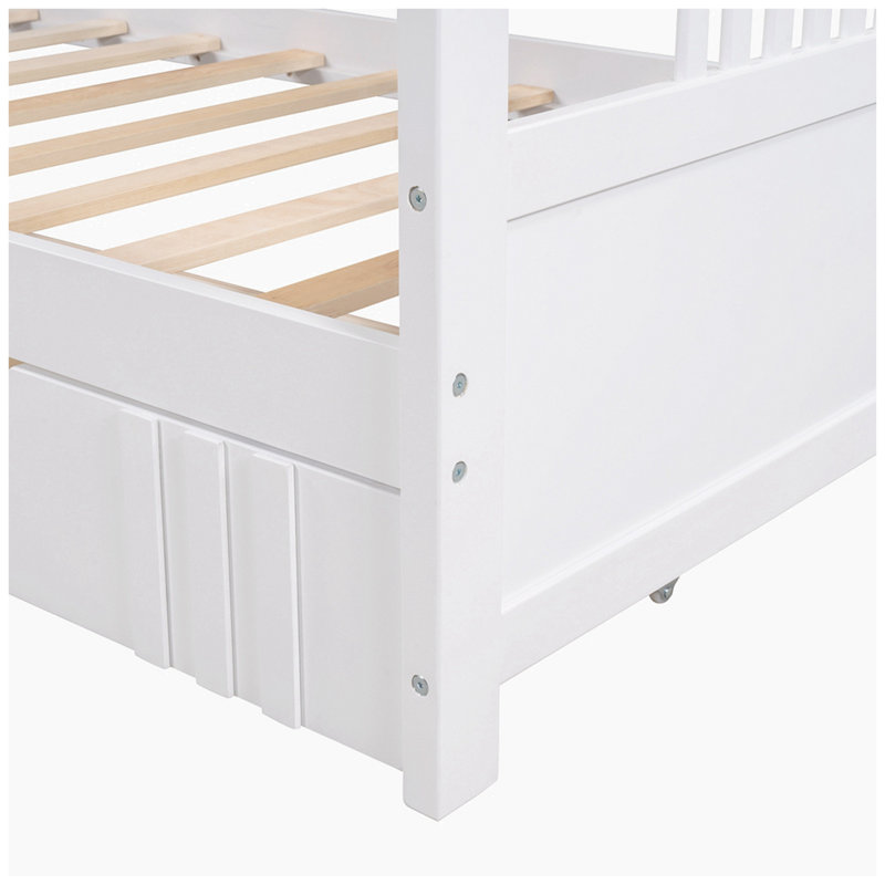 Twin Size Daybed Wood Bed, White, Twin