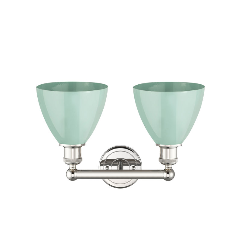Éclairage pour meuble-lavabo de salle de bain 2 lumières 16,5 pouces Anjail Dome, Écume de mer, Nickel poli