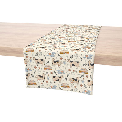 Table Runner, 100% Cotton, 16X72", Farmhouse Cows