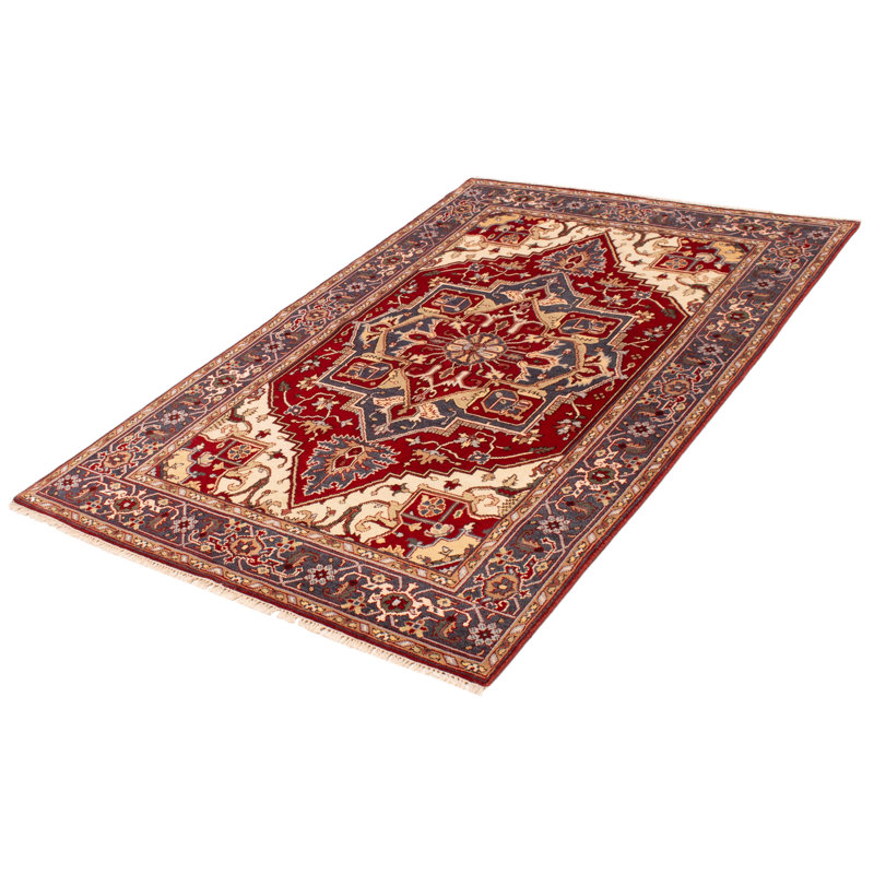 Tapis rouge foncé 6 pi 1 po x 9 pi One-of-a-Kind Friedens
