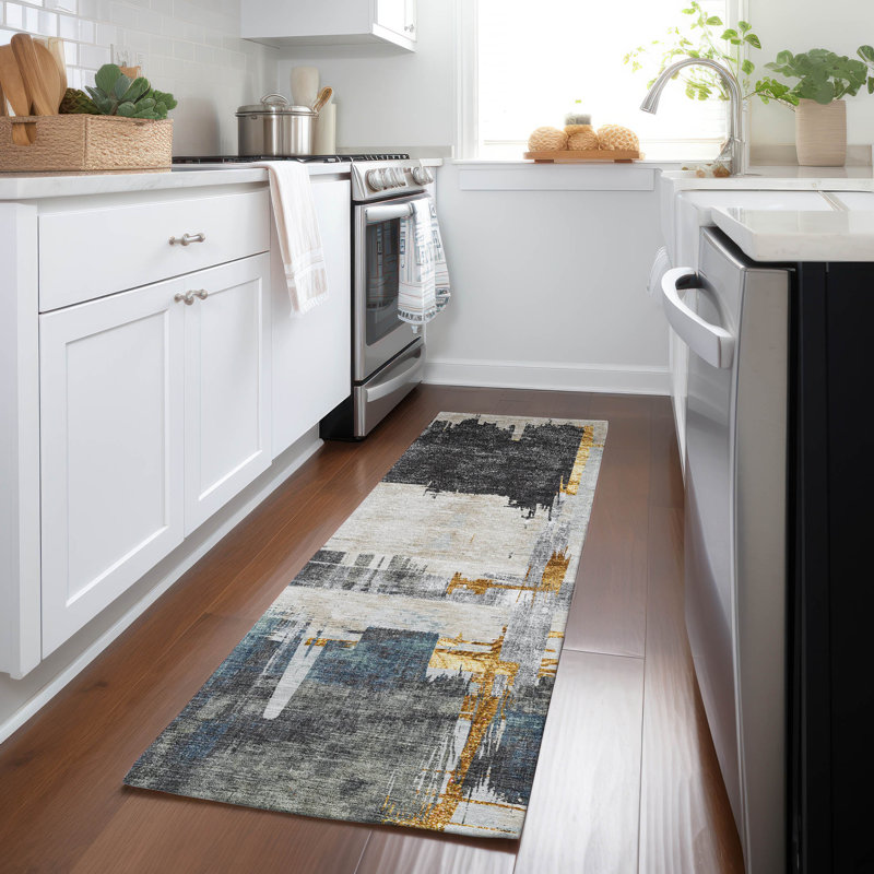 Malani Washable Abstract Indoor / Outdoor Rug, Runner 2'3" x 7'6"