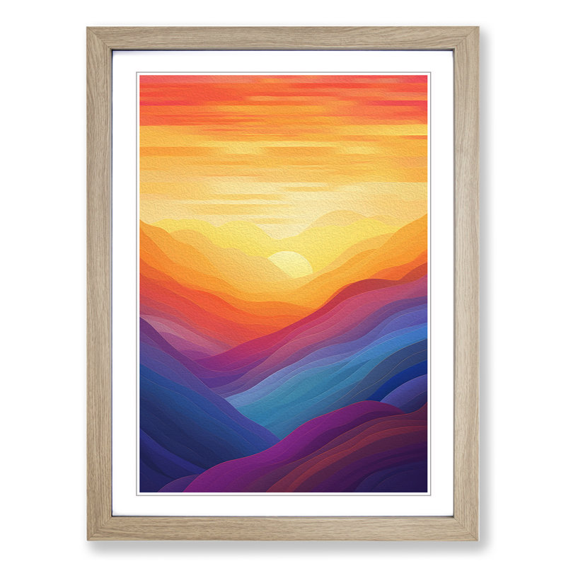 Sunset Colour Field - Framed Print, 64cm H x 46cm W x 2cm D, Oak