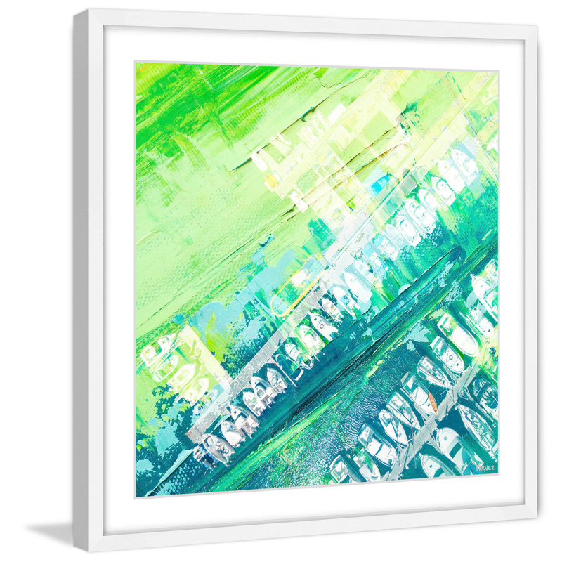 Green and Blue Nautical Framed Canvas Print, 12" x 12"
