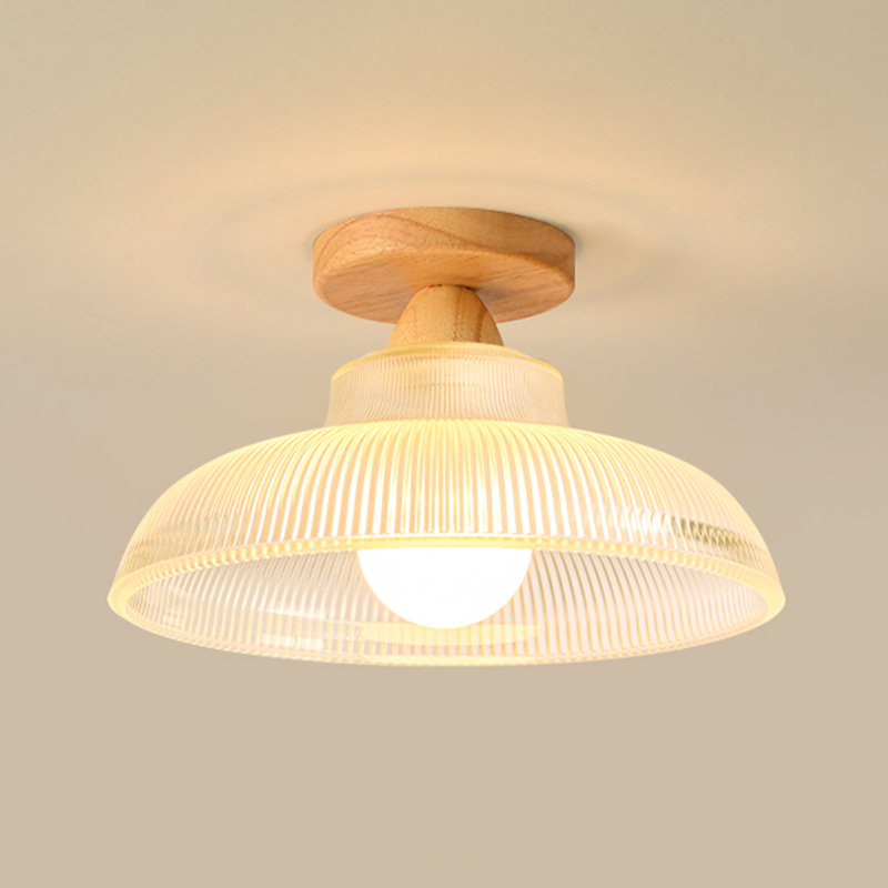 Scandinavian - Style Ceiling Lamp With Wooden Accent, Wood