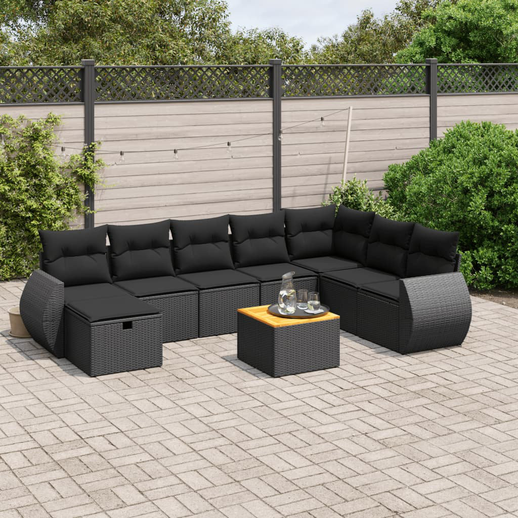 Vidaxl 9-Tlg. Garten-Sofagarnitur Mit Kissen Beige Poly Rattan