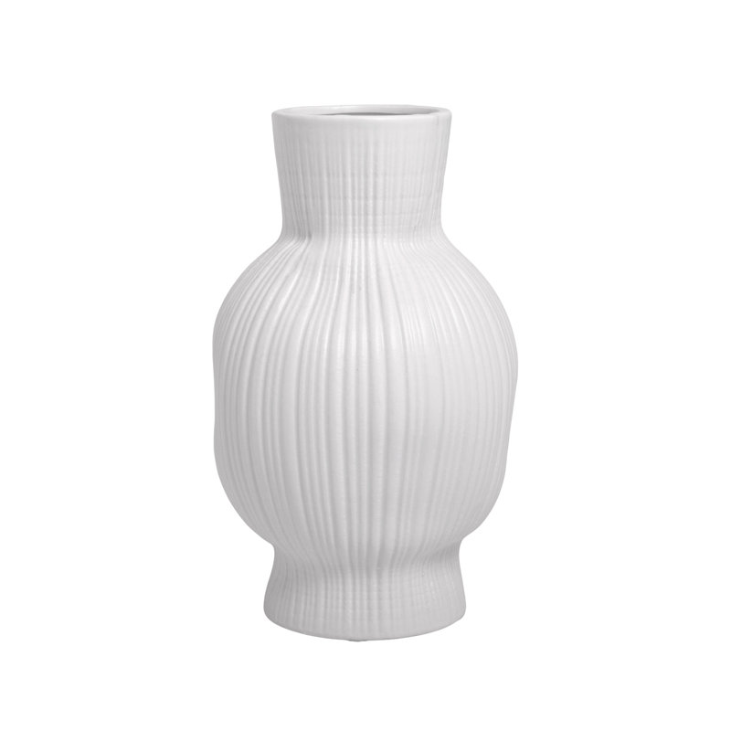 Aisling Ceramic Vase, 11" H x 5.75" W x 5.75" D, White
