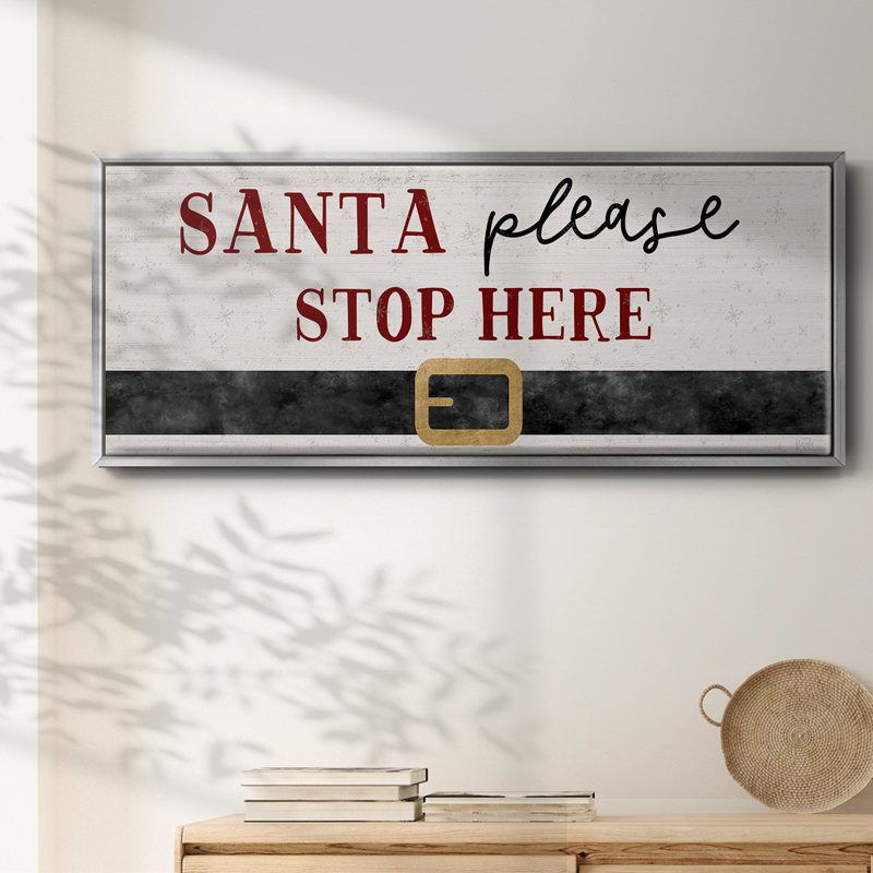 Santa Stop- Framed Canvas, 12" H x 30" W