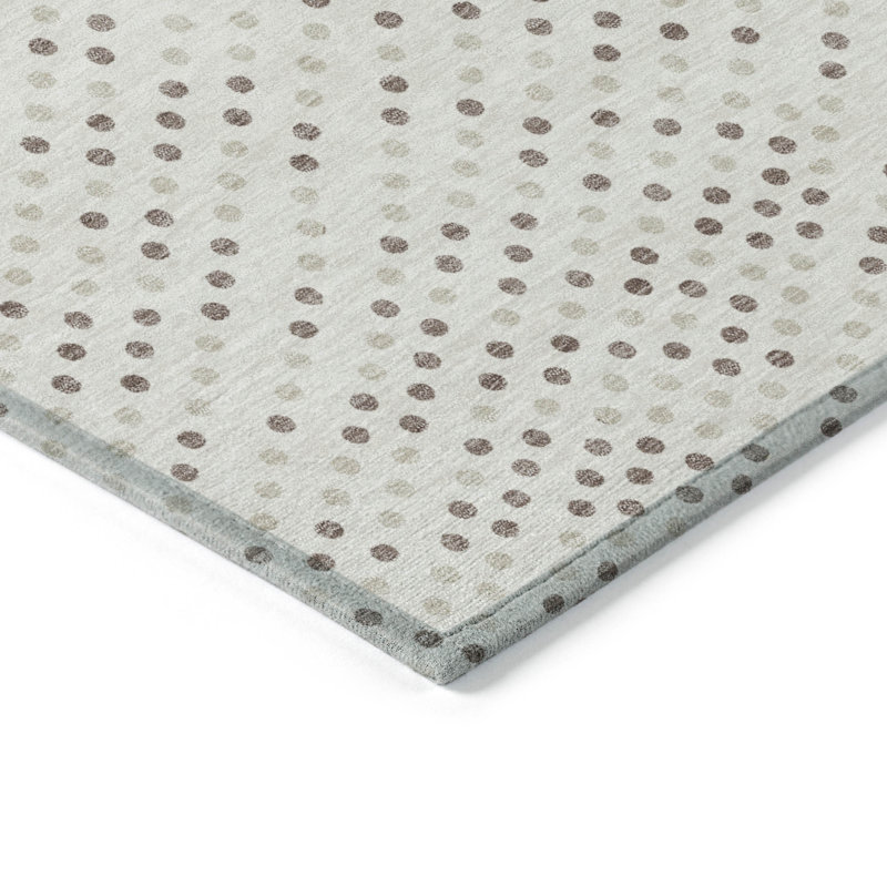 Ivory Synthetic Flat Woven Washable Rectangular Rug 1'8" x 2'6"