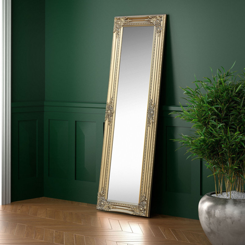 Vigue Wood Flat Floor Mirror, Gold
