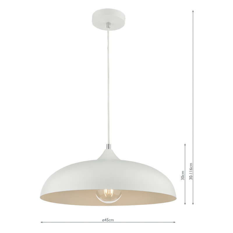 Calzada 1 - Light Dome Pendant, 45cm x 30 cm, White